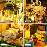 Yuzhen DIY Miniature Dollhouse with Furniture and LED Lights, Japanese Style Wooden Mini-House Includes Dustcover and Music Movement, Collectibles for Hobbies