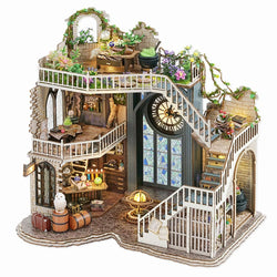 TuKIIE DIY Miniature Dollhouse Furniture Kit, Vinstage Inspired 1:24 Scale Creative Room Wooden Doll House Accessories Plus Dust Proof for Kids Teens Adults(Magic House)