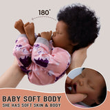 ADFO Reborn Baby Dolls Black Girl, 17 inch Lifelike Realistic Black Girl Newborn Real Life Baby Girl Dolls Soft Vinyl and Cloth Body with Clothes and Toy Gift for Kids Age 3+