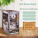 Roroom DIY Book Nook Kit, DIY Dollhouse Booknook Bookshelf Insert Decor Alley,3D Wooden Puzzle with Touch Panel Light Book Nook Bookshelf Insert Wood Bookend Model Building (SL-17)