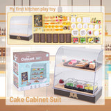 86 Pieces Miniature Bakery Case Cake Stand Display Cabinet with Food Set Mini Plastic Counter Dessert Donuts for 1:12 Doll House Store Scene Decoration Gift Dollhouse Bread Shop Model Playhouse