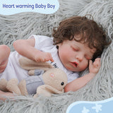 ADFO Lifelike Reborn Baby Dolls - 17 Inch Baby Boy - Soft Body & Curls Realistic-Newborn Baby Dolls - Real Life Baby Dolls Cloth Body with Feeding Kit & Gift Box for Kids Age 3+
