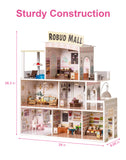 ROBUD Wooden Dollhouse for Kids, Doll House with 9 Different Scenarios, Pretend Dream House for Toddlers with Musical Mechanism Movement and furnitures, Toy Gift for Girls Ages 3+