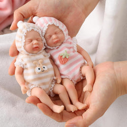 Mire & Mire Reborn Baby Dolls 6 Inch Mini Twin Silicone Baby Dolls with Clothes and Feeding Accessories, Realistic Reborn Dolls, Girls and Boys
