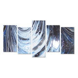 Metalic Blue Wave Canvas Wall Art Prints (No Frame) 5-Pieces/Set E