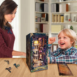 Flever Dollhouse DIY Book Nook Miniature Kit, Bookshelf Insert Decor, 3D Wooden Puzzle Booknook Miniature Kit, Creative Assembled Bookends (Magic Night Alley)