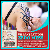 Inked Inspired Temporary Tattoo Markers For Skin - Temporary Tattoo Pens With Stencils - Skin and Body Markers - Better Than Henna Tattoo Kit - Dual-Tip Ink Set of 10