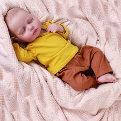 REDIAMONDOLL Realistic Reborn Baby Dolls-20 Inch Lifelike Newborn Baby Boy Dolls Soft Vinyl with Weighted Cloth Body Advanced Painted Gift Set for Kids Age 3+… (Cloth Body-Yellow-Reborn Baby Boy)