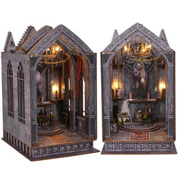 AONGAN Book Nook Kit - DIY Miniature Dollhouse Kit, DIY 3D Wooden Puzzle Bookends, Craft Gifts/Home Decoration for Family (Quiet Night Prayer)