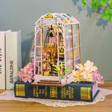 GuDoQi DIY Book Nook Kit, DIY Dollhouse Wood Bookend, Booknook Bookshelf Insert, DIY Miniature Dollhouse Kit, Bookends Model Build for Adult, Gift for Birthday Easter, Flower Shop
