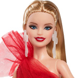 Barbie Signature Doll, 2024 Holiday Blonde Fashion Doll Wearing Gown with Plaid Skirt, Seasonal Collector Gift in Displayable Packaging