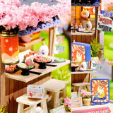 TuKIIE DIY Miniature Dollhouse Kit with Furniture, 1:24 Scale Creative Room Mini Wooden Doll House Plus Dust Proof for Kids Teens Adults(Sakura Noodles Shop)
