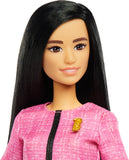 Barbie Careers Doll & Accessories, Future Leader with Black Hair Wearing Outfit with 2 Golden Bracelets & “B” Pin, Includes Future Leader Sticker for Kids