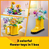 LEGO Creator 3 in 1 Flowers in Watering Can Building Toy, Transforms into Rain Boot or 2 Birds, Fun Animal Toy Easter Gift for Kids, Easter Basket Stuffers for Girls and Boys, 31149