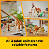 LEGO Creator 3 in 1 Wild Safari Animals, Rebuilds into 3 Different Safari Animal Figures - Giraffe Toy, Gazelle Toy or Lion Toy, Nature Toy, Building Set for Kids Ages 9 Years Old and Up, 31150