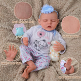 JIZHI Realistic Reborn Baby Dolls Girl, 17 Inch Newborn Lifelike Soft Vinyl and Cloth Body Real Life Baby Girl Dolls with Feeding Kit Gift Box for Kids Age 3+