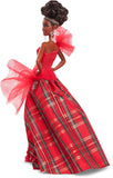 Barbie Signature Doll, 2024 Holiday Fashion Doll with Brown Hair Wearing Plaid Gown, Seasonal Collector Gift in Displayable Packaging