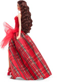 Barbie 2024 Holiday Barbie Dolls, Seasonal Collector Toy, Barbie Signature, Plaid Gown with Red Bow, Displayable Packaging, Dark Brown Hair