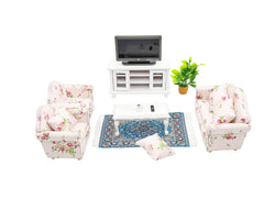 1:12 Scale Mini House Wooden Furniture Miniature Living Room Furniture Set Mini House Accessories Furniture Model for Birthday Gift