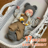 ADFO Lifelike Reborn Baby Dolls Boy - 17-Inch Soft Body Realistic-Newborn Full Body Vinyl Anatomically Correct Real Life Baby Dolls with Toy Accessories for Kids Age 3 4 5 6 7 +