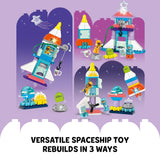 LEGO DUPLO 3 in 1 Space Shuttle Adventure Rocket Ship Building Set, Kids Educational Space Discovery Toy for 3-Year-Olds and Up, Develops Preschool Kids’ Learning and Fine Motor Skills, 10422