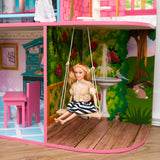 Olivia's Little World Princess Castle 2-Story Wooden Dollhouse with Swing and Royal Balcony and 6-pc. Accessory Set for 12" Dolls, Multi