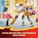 LEGO NINJAGO Sora’s Elemental Tech Mech Mini Ninja Toy, Customizable Figure, Adventure Toy Set for Kids with Sora Minifigure, Ninja Action Figure Gift for Boys and Girls Ages 7 and Up, 71807