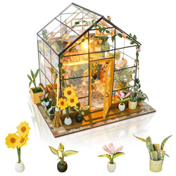GuDoQi DIY Miniature Dollhouse Kit, Tiny House kit with Furniture, Miniature House Kit 1:24 Scale, Handmade Gift for Birthday Christmas'Day, Sunshine Flower House