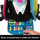 Monster High Frankie Stein Doll Head for Hair Styling with 65+ Accessories Including Wear & Share Nails, Hair Ties, Barrettes and Stickers