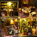 Roroom DIY Miniature and Furniture Dollhouse Kit,Mini 3D Wooden Doll House Craft Model with Dust Proof Cover and Music Movement,Creative Room Idea for Valentine's Day Birthday Gift(ES012)