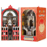 Jioustoy DIY Book Nook Kit for Adult, Magic Booknook Miniature Dollhouse Tiny House 3D Wooden Puzzle Bookend for Bookshelf Insert Decor with LED, Creative Gift for Teens and Adults (Railway Cathedral)