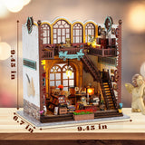 DIY 3D Wooden Puzzle Miniature Wooden Dollhouse Kit-DIY Book Nook Kit Bookshelf Insert Decor - Bookends Model Building Kit-Creativity Kit with LED Light