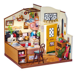 Rowood Miniature House Kit,Dollhouse Crafts for Adults,DIY Tiny Home Model Kits for Adults to Build with LED,Birthday for Teens(Homey Kitchen)