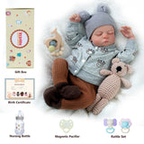 ADFO Lifelike Reborn Baby Dolls Boy - 17-Inch Soft Body Realistic-Newborn Full Body Vinyl Anatomically Correct Real Life Baby Dolls with Toy Accessories for Kids Age 3 4 5 6 7 +