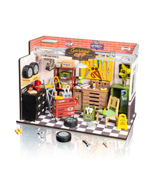 Rowood Miniature House Kit,DIY Miniature Dollhouse Craft Kits for Adults,Mini House Kits with LED,Birthday for Kids Ages 14+(Garage Workshop)