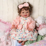 BABESIDE Lifelike Reborn Baby Dolls, 17 Inch Lovely Realistic-Newborn Baby Dolls with Curly Brown Hair, Soft Body Real Life Baby Dolls Girl with Gift Box for Kids Age 3+