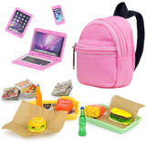 18INDC 15 Pcs Doll Accessories Miniature Laptop Computer Tablet Phone Mini Backpack and Mini Food Including Burger Soda Set and Burger Hot Dog Set and Gourmet Magazine for 11.5 inch Doll