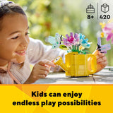 LEGO Creator 3 in 1 Flowers in Watering Can Building Toy, Transforms into Rain Boot or 2 Birds, Fun Animal Toy Easter Gift for Kids, Easter Basket Stuffers for Girls and Boys, 31149