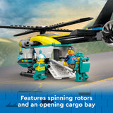 LEGO City Emergency Rescue Helicopter, Toy Aircraft Playset for Boys and Girls, Easter Gift for Kids Ages 6 and Up, Easter Basket Stuffer with Chopper, Spinnable Rotors and 3 Minifigures, 60405