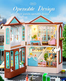 CUTEBEE Dollhouse Miniature with Furniture, DIY Wooden Dollhouse Kit Miniature House Kit, Creative Room Idea(Starry Star Dessert Cottage)
