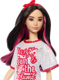 Bundle of Barbie Fashionistas Doll #214, Black Wavy Hair with Twist ‘n’ Turn Dress & Accessories, 65th Anniversary Collectible Fashion Doll + Barbie Fashion 2-Packs