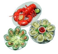 3 Seafood Oyster,Mussel and Giant Lobster Dollhouse Miniature Food,Tiny Food Dollhouse Accessories for Collectibles