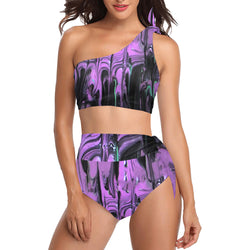 Purple Haze High Waisted One Shoulder Bikini Set (S16)