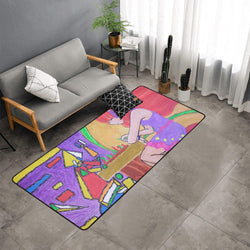 Duel Abstraction Vs Reality Area Rug with Black Binding  7'x3'3''