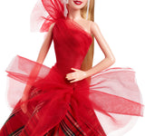 Barbie Signature Doll, 2024 Holiday Blonde Fashion Doll Wearing Gown with Plaid Skirt, Seasonal Collector Gift in Displayable Packaging