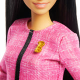 Barbie Careers Doll & Accessories, Future Leader with Black Hair Wearing Outfit with 2 Golden Bracelets & “B” Pin, Includes Future Leader Sticker for Kids