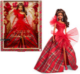 Barbie 2024 Holiday Barbie Dolls, Seasonal Collector Toy, Barbie Signature, Plaid Gown with Red Bow, Displayable Packaging, Light Brown Hair