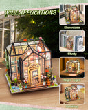 CRIOLPO DIY Dollhouse Miniature Kit, Miniature Dolls House Kit for Bookshelf Insert Decor Crafts for Adults Teens 3D Wooden Puzzle Book Nook Kit with Sensor Led Light(Jenny Flower Room)
