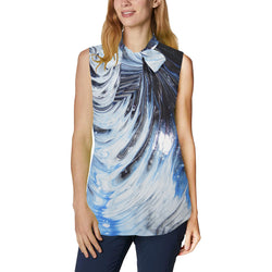 Metalic Blue Wave Women's Sleeveless Shirt (T69)