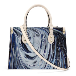 Metal Blue Wave SF_B3 Luxury Women PU Tote Bag - White